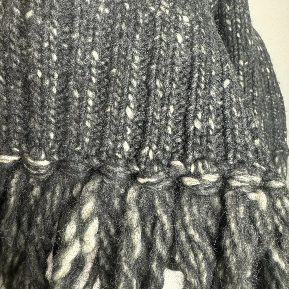 rag & bone  Winter Warm  Wool Knit Gray Long Scarf Fringe Unisex